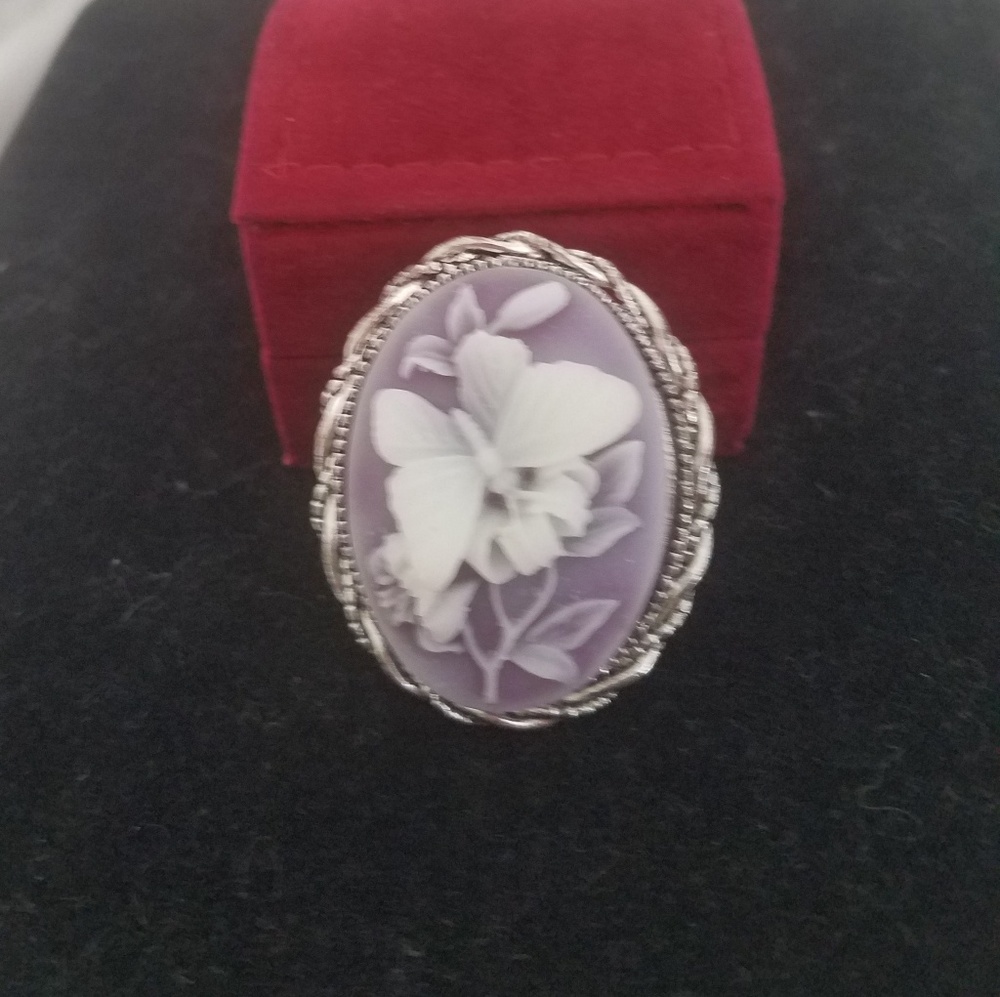 SOLD! Purple/White Butterfly Pendant/Pin NWOT